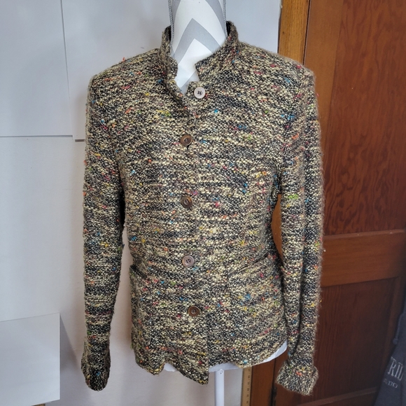 Womens Cynthia Max Cropped Tweed nubby button front blazer size Large - Picture 2 of 10